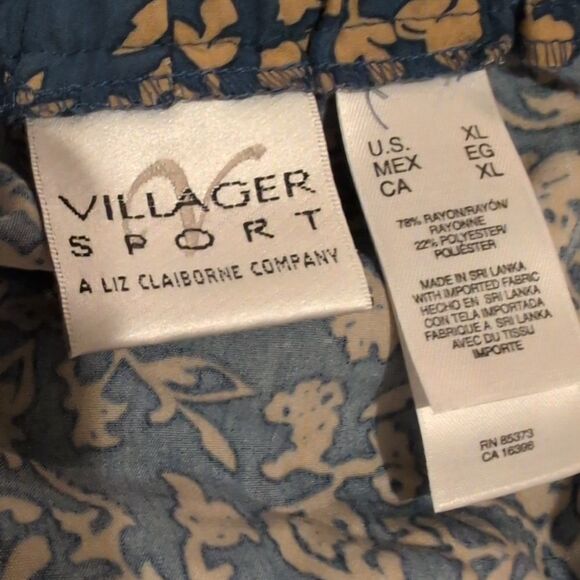 Liz Claiborne Villager Sport blue floral print capri pants size‎ XL women's - Picture 3 of 6